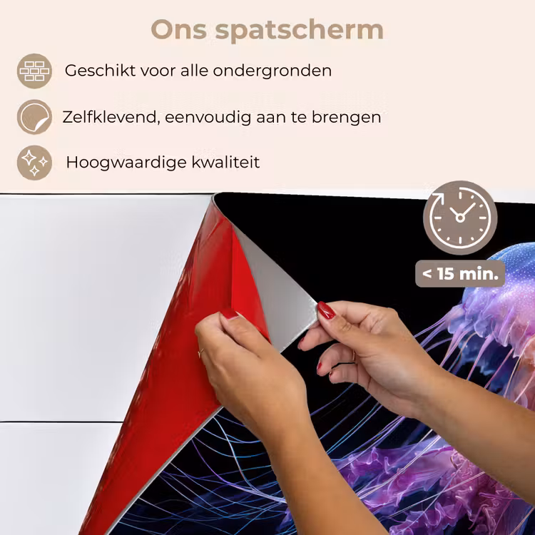 Kwal - Doorzichtig - Roze - Tentakels keuken achterwand spatscherm klein -spatscherm_NL