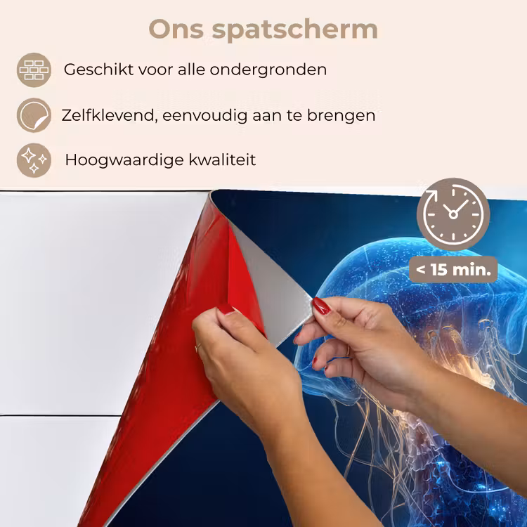 Kwal - Lichtgevend - Tentakels - Blauw keuken achterwand spatscherm klein -spatscherm_NL