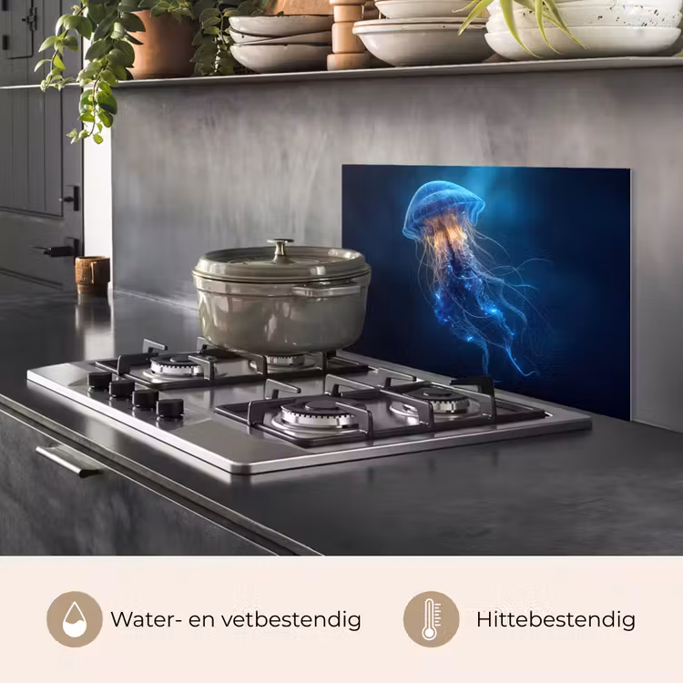 Kwal - Lichtgevend - Tentakels - Blauw keuken achterwand spatscherm klein -usp_NL