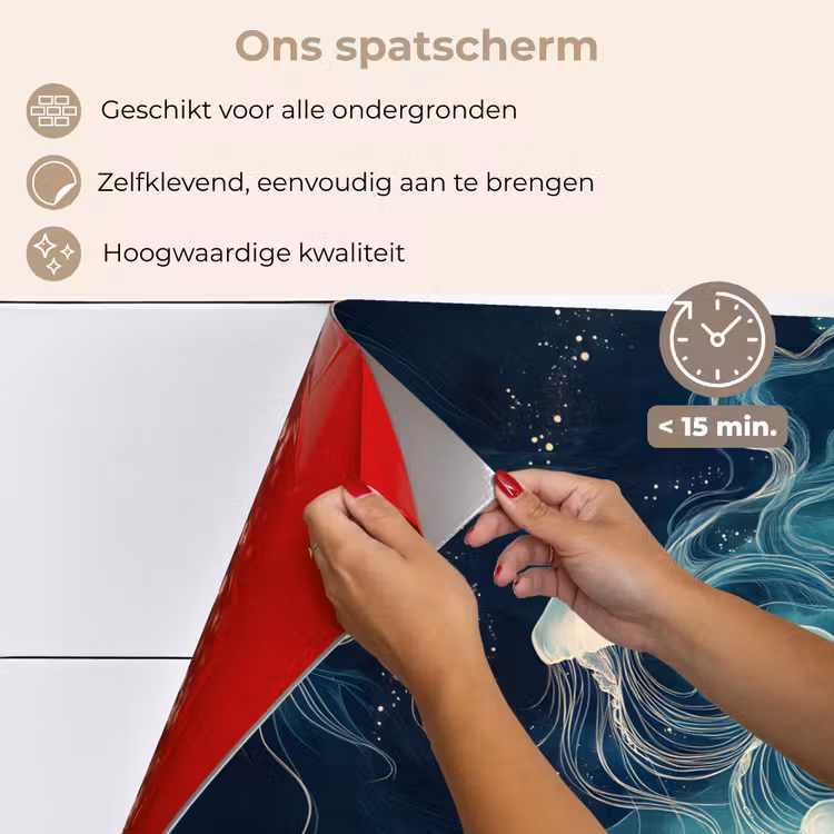 Kwallen - Zee - Wit - Golven keuken achterwand spatscherm klein -spatscherm_NL