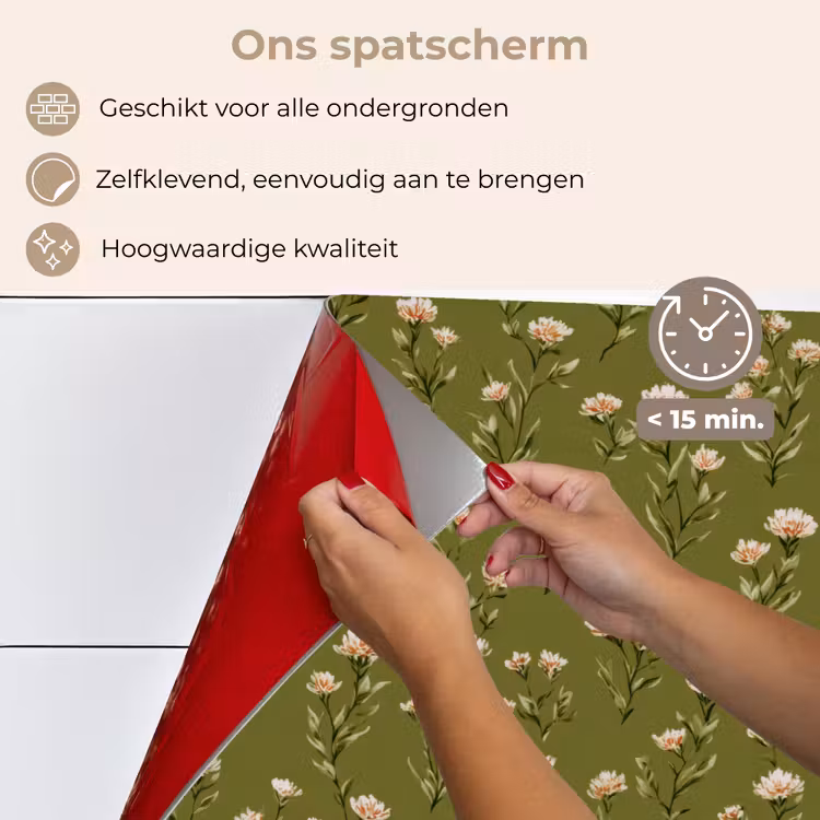 Landelijk - Bloemen - Groen keuken achterwand spatscherm klein 900 -spatscherm_NL