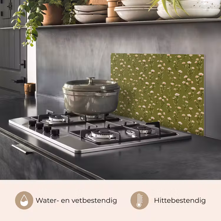 Landelijk - Bloemen - Groen keuken achterwand spatscherm klein 900 -usp_NL