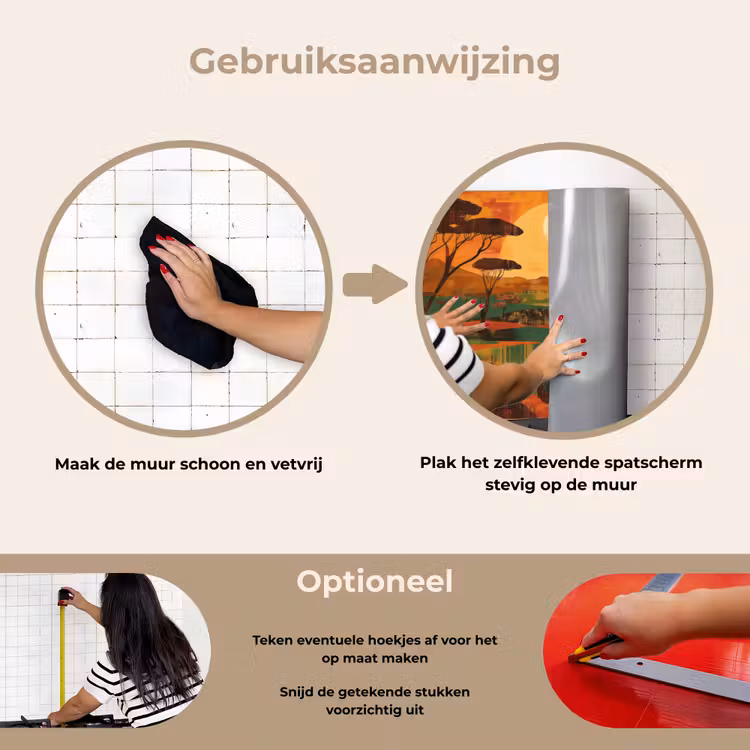 Landschap - Afrikaans - Zon keuken achterwand spatscherm klein -gebruiksaanwijzing_NL