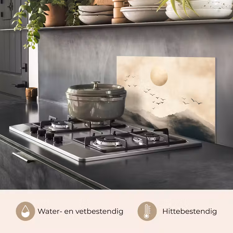 Landschap - Japandi - vogel keuken achterwand spatscherm klein -usp_NL