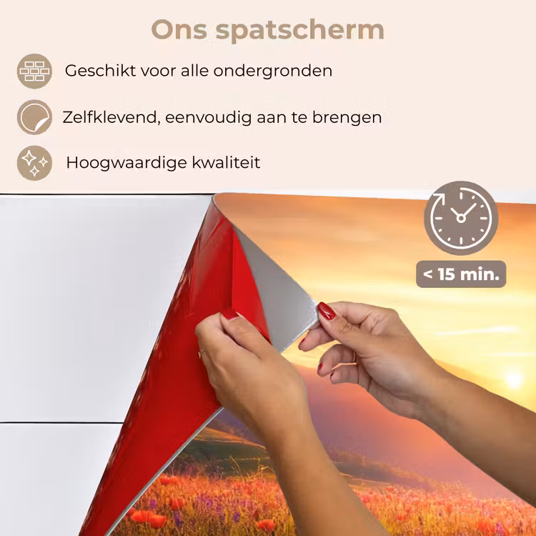 Landschap - Zonsondergang - Bloemenveld keuken achterwand spatscherm klein -spatscherm_NL