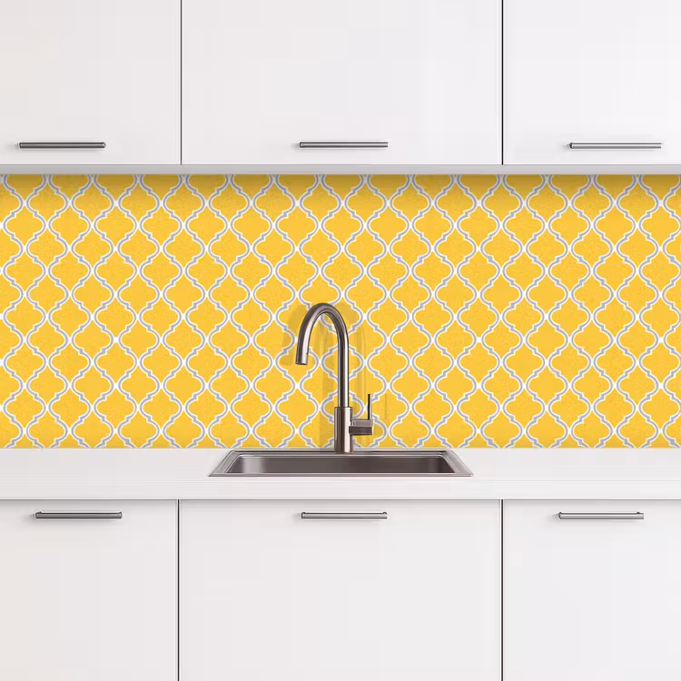 Lantaarn - Arabesk - Elegant - Geel keuken achterwand 2 middel 871 -3d
