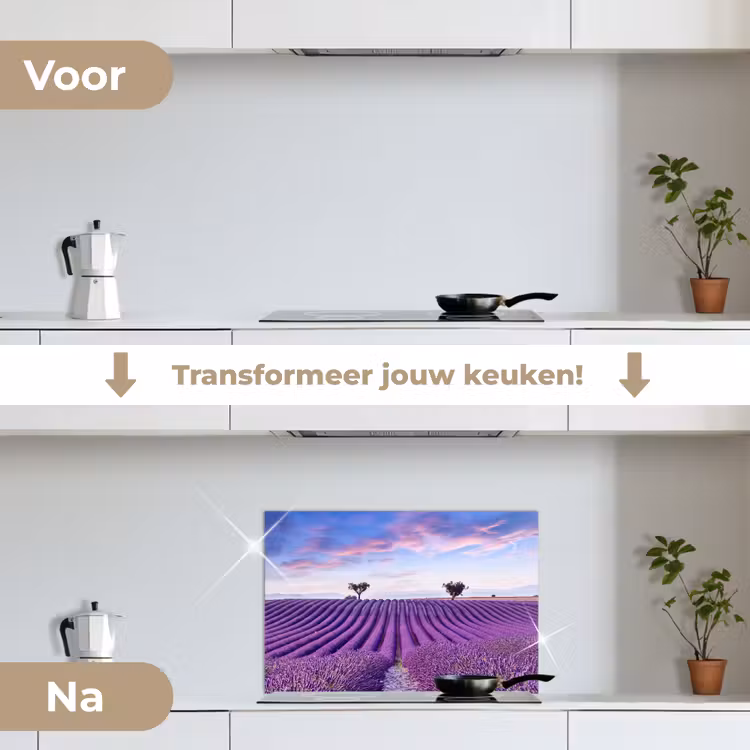 Lavendel - Natuur - Paars - Bomen - Bloemen keuken achterwand spatscherm klein -voor_na_NL