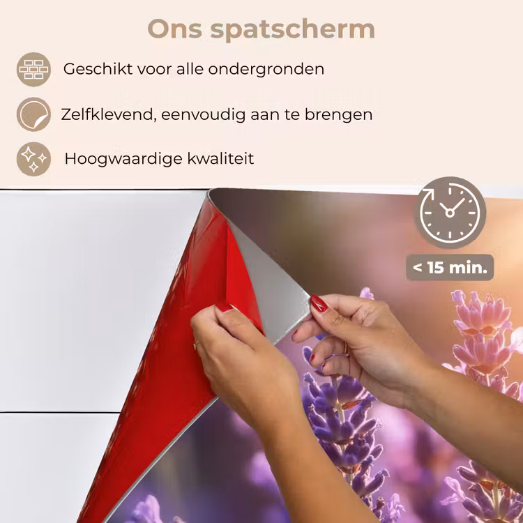 Lavendelbloemen - Paars - Zonlicht keuken achterwand spatscherm klein -spatscherm_NL