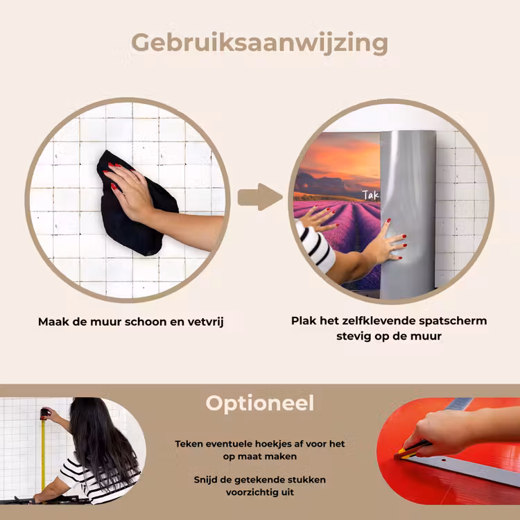 Lavendelveld - Quote - Zonsondergang keuken achterwand spatscherm klein -gebruiksaanwijzing_NL