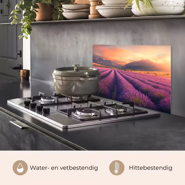 Lavendelveld - Zonsondergang - Paars keuken achterwand spatscherm klein -usp_NL