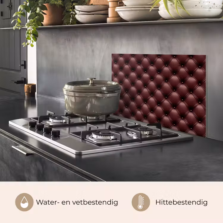 Leer - Patroon - Bordeaux keuken achterwand spatscherm klein 900 -usp_NL