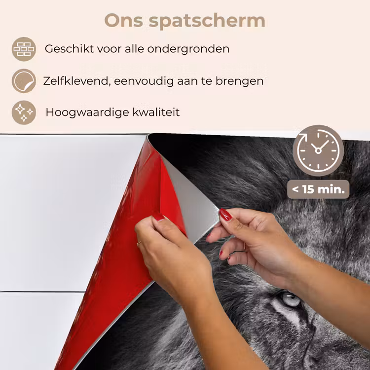 Leeuw - Dieren - Zwart - Wit keuken achterwand spatscherm klein -spatscherm_NL