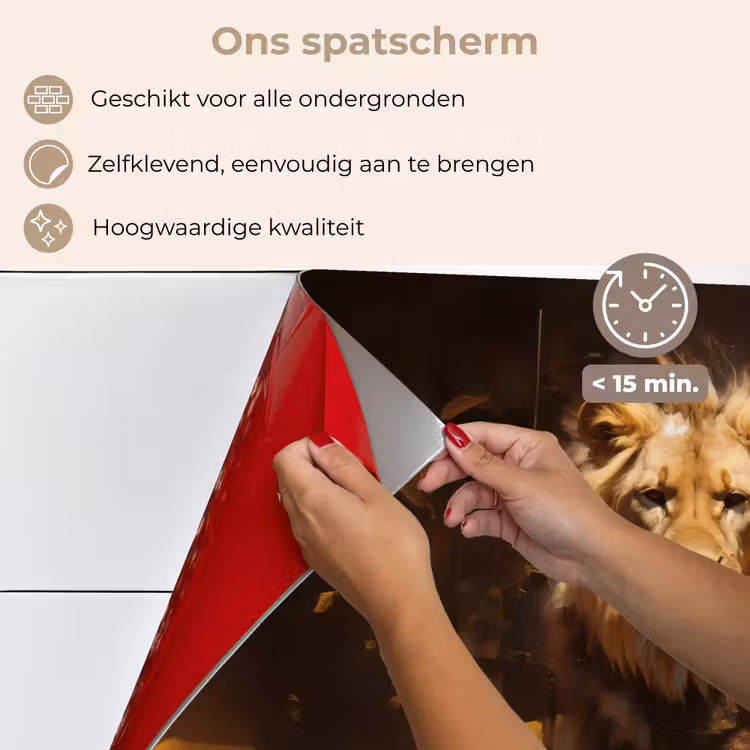 Leeuw - Geschilderd - Abstract - Goud keuken achterwand spatscherm klein -spatscherm_NL