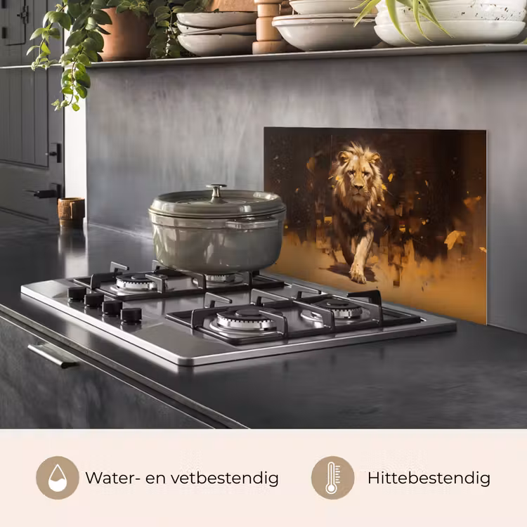 Leeuw - Geschilderd - Abstract - Goud keuken achterwand spatscherm klein -usp_NL