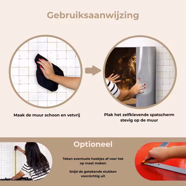 Leeuw - Geschilderd - Abstract - Goud keuken achterwand spatscherm klein -gebruiksaanwijzing_NL