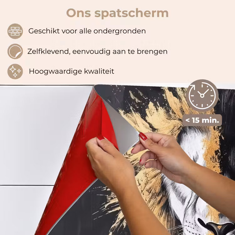 Leeuw - Gesplitst - Zwart - Lijn keuken achterwand spatscherm klein -spatscherm_NL
