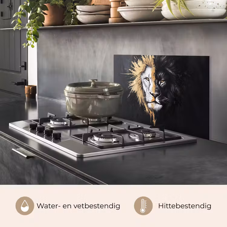 Leeuw - Gesplitst - Zwart - Lijn keuken achterwand spatscherm klein -usp_NL