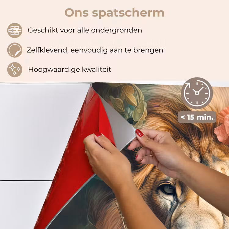 Leeuw - Leeuwenkop - Wilde dieren - Bloemen keuken achterwand spatscherm klein -spatscherm_NL
