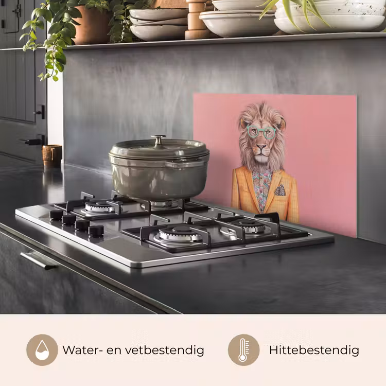 Leeuw - Pak - Geruit - Bril keuken achterwand spatscherm klein -usp_NL