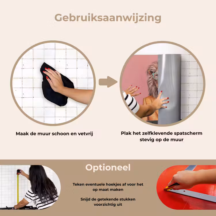 Leeuw - Pak - Geruit - Bril keuken achterwand spatscherm klein -gebruiksaanwijzing_NL