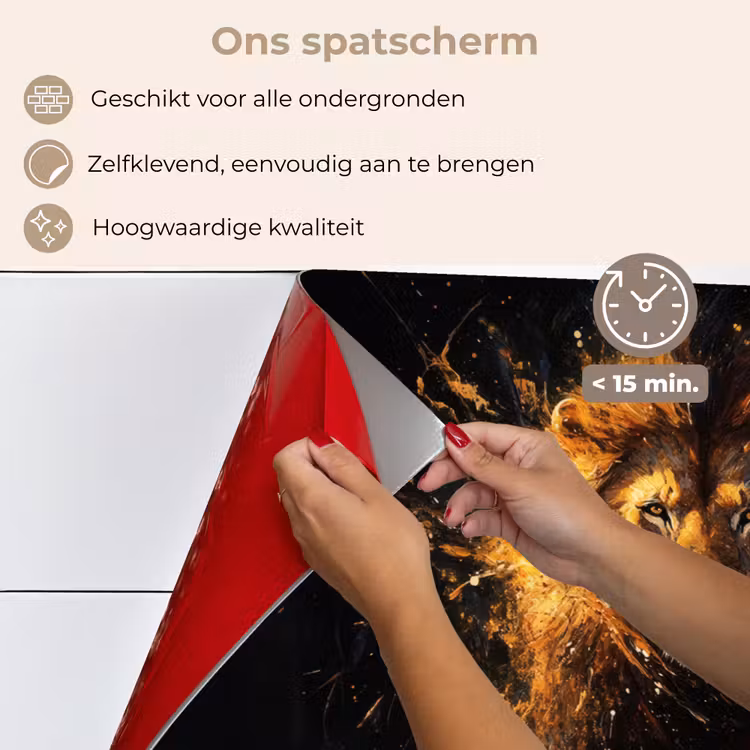 Leeuw - Zwart - Oranje - Verf keuken achterwand spatscherm klein -spatscherm_NL