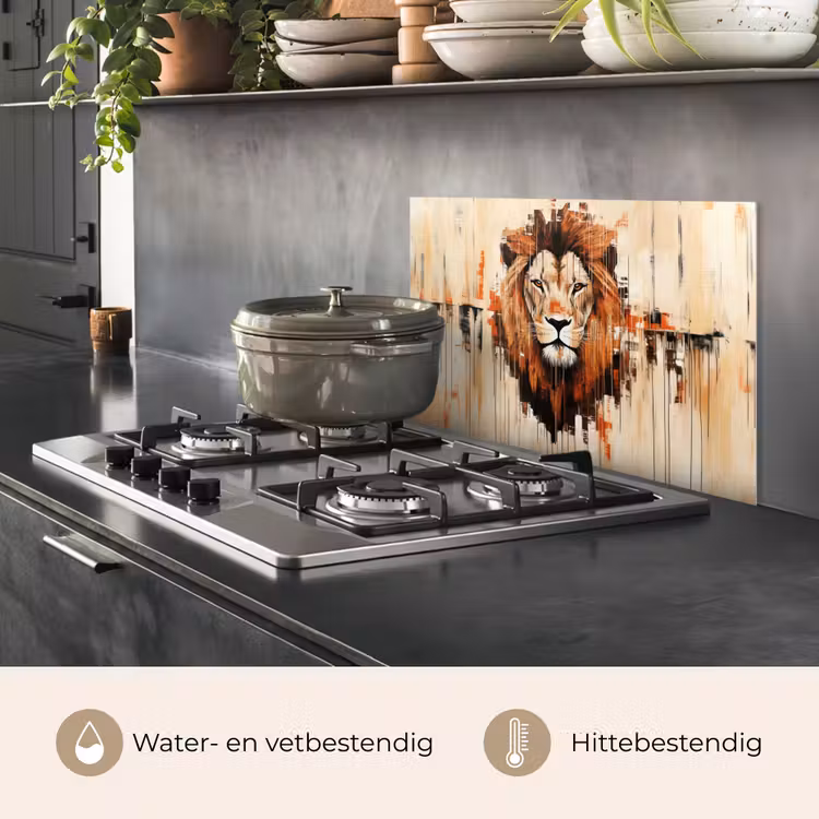 Leeuwenkop - Lijnen - Crème keuken achterwand spatscherm klein -usp_NL