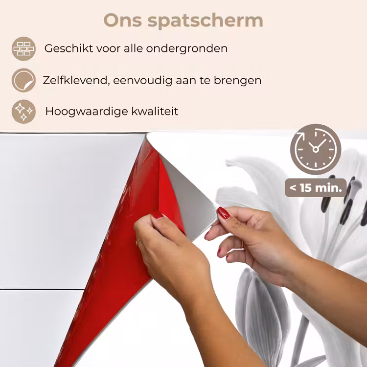 Lelies - Elegant - Zwart - Wit keuken achterwand spatscherm klein -spatscherm_NL