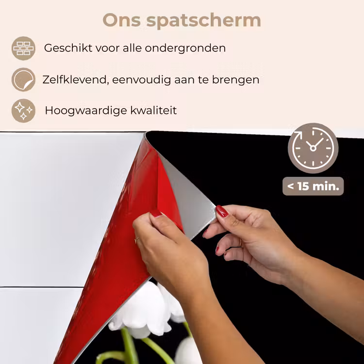 Lelietjes van dalen - Bloemen - Zwart - Flora keuken achterwand spatscherm klein -spatscherm_NL