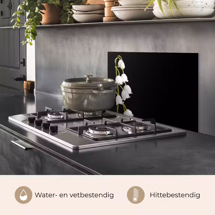 Lelietjes van dalen - Bloemen - Zwart - Flora keuken achterwand spatscherm klein -usp_NL