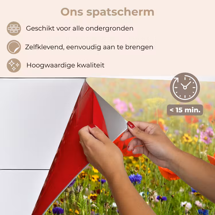 Lente - Bloemen - Rood - Klaproos - Gras - Groen keuken achterwand spatscherm klein -spatscherm_NL