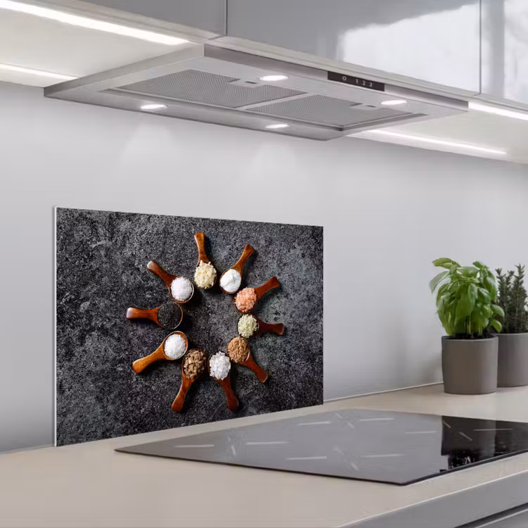 Lepel - Kruiden - Specerijen - Keuken - Industrieel keuken achterwand spatscherm klein -3d_schuin