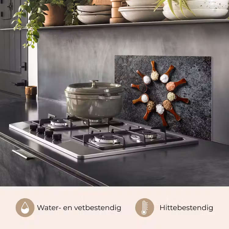 Lepel - Kruiden - Specerijen - Keuken - Industrieel keuken achterwand spatscherm klein -usp_NL