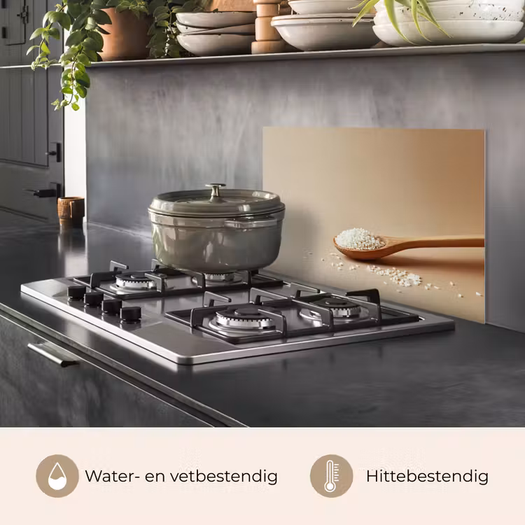 Lepel - Rijst - Hout - Beige keuken achterwand spatscherm klein -usp_NL