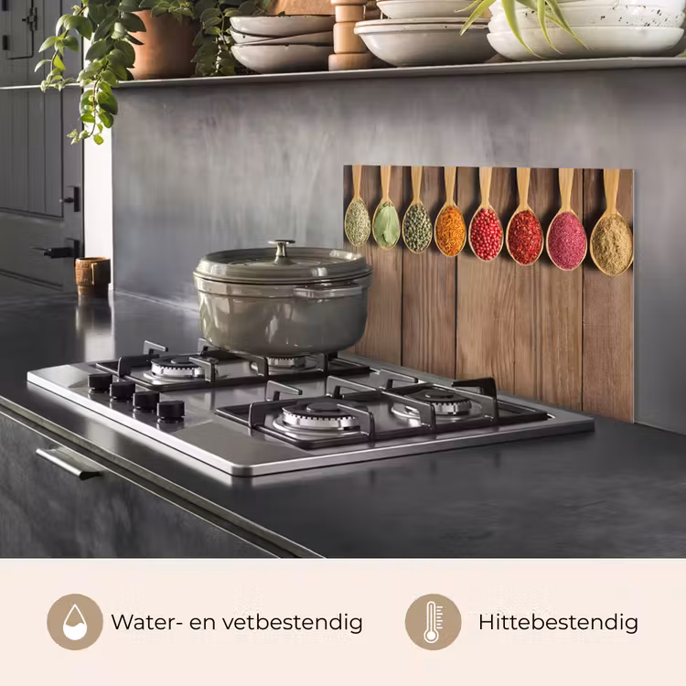 Lepels - Kruiden - Hout keuken achterwand spatscherm klein -usp_NL