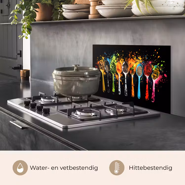 Lepels - Kruiden - Modern - Graffiti - Verf - Kleurrijk keuken achterwand spatscherm klein -usp_NL
