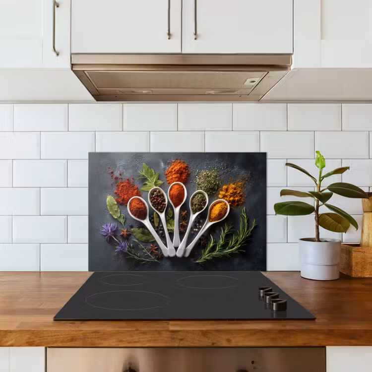 Lepels - Wit - Poeder - Kruiden keuken achterwand spatscherm klein -sfeer2