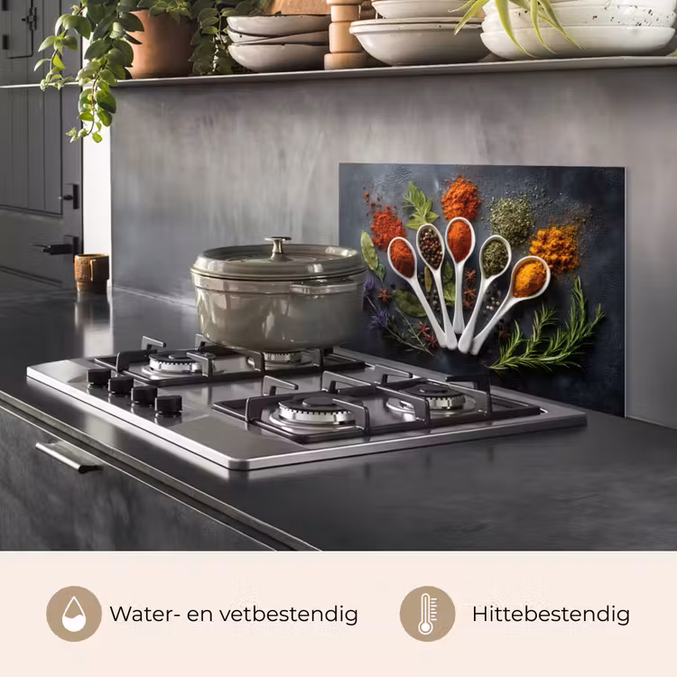 Lepels - Wit - Poeder - Kruiden keuken achterwand spatscherm klein -usp_NL