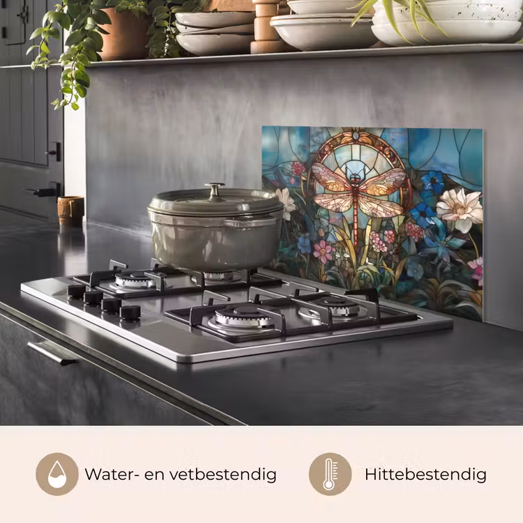 Libelle - Mozaïek - Bloemen - Kleurrijk keuken achterwand spatscherm klein -usp_NL