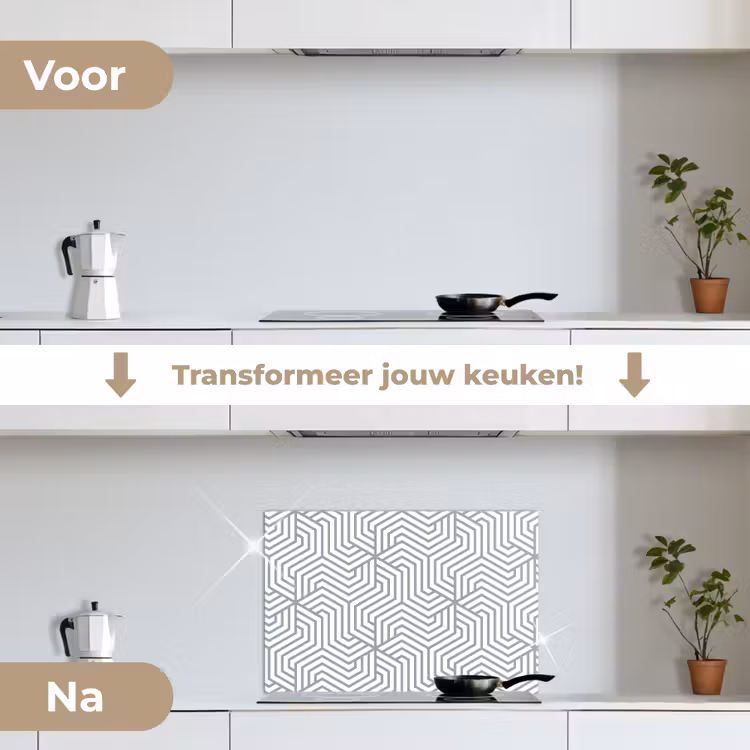 Lijn - Design - Geometrie - Patroon keuken achterwand spatscherm klein 900 -voor_na_NL