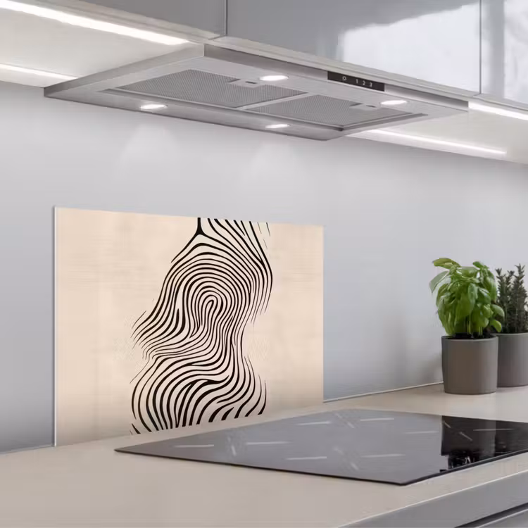 Lijnen - Abstract - Golvend - Zwart keuken achterwand spatscherm klein -3d_schuin