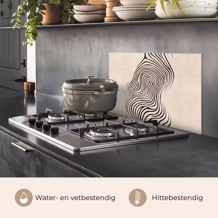 Lijnen - Abstract - Golvend - Zwart keuken achterwand spatscherm klein -usp_NL
