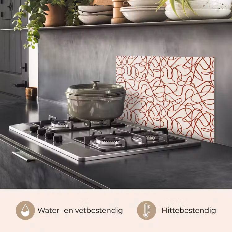 Lijnen - Abstract - Rood - Beige keuken achterwand spatscherm klein 900 -usp_NL