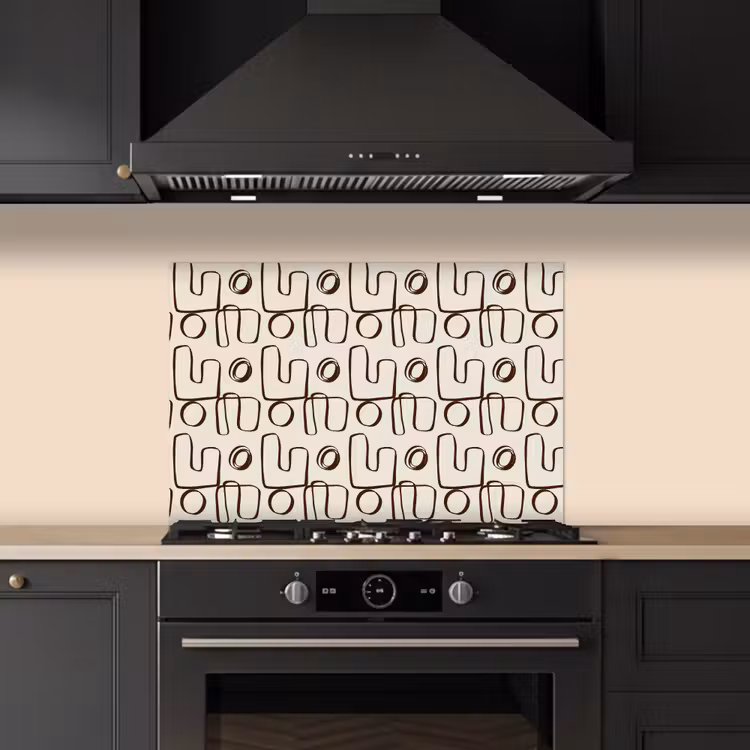 Lijnen - Beige - Patroon - Donkerbruin keuken achterwand spatscherm klein 900 -sfeer1