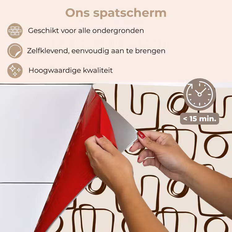 Lijnen - Beige - Patroon - Donkerbruin keuken achterwand spatscherm klein 900 -spatscherm_NL