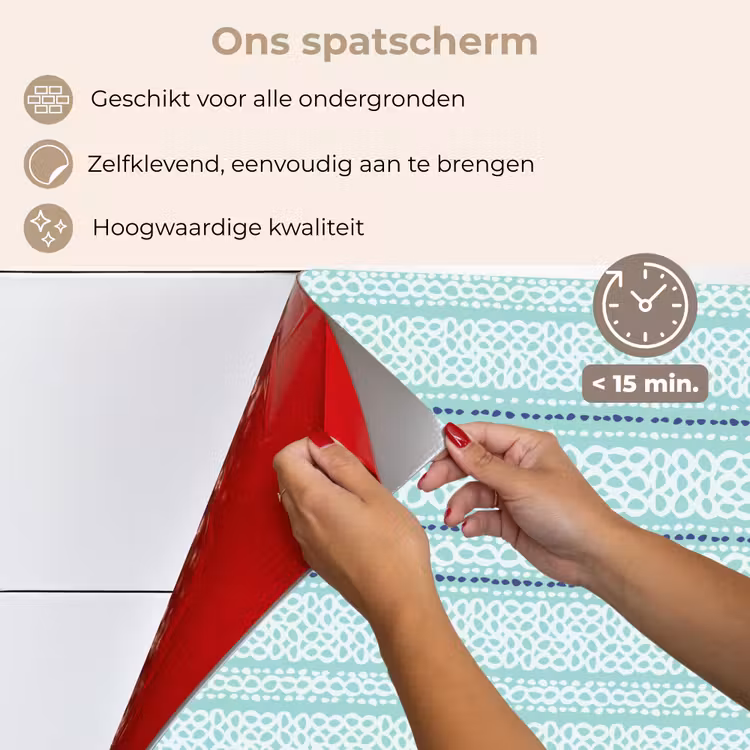 Lijnen - Blauwgroen - Patroon keuken achterwand spatscherm klein 900 -spatscherm_NL