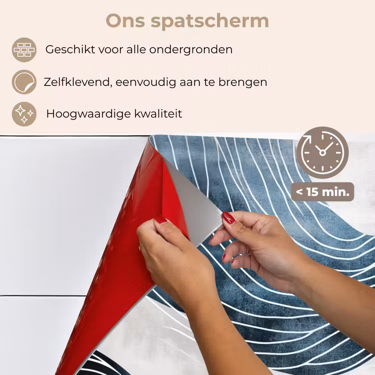 Lijnen - Golven - Abstract - Blauw keuken achterwand spatscherm klein -spatscherm_NL
