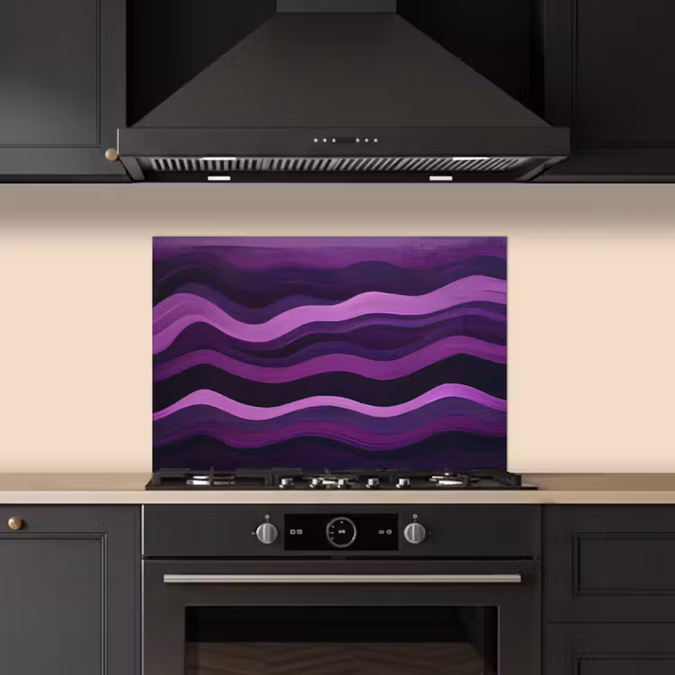 Lijnen - Golven - Paars - Abstract keuken achterwand spatscherm klein -sfeer1