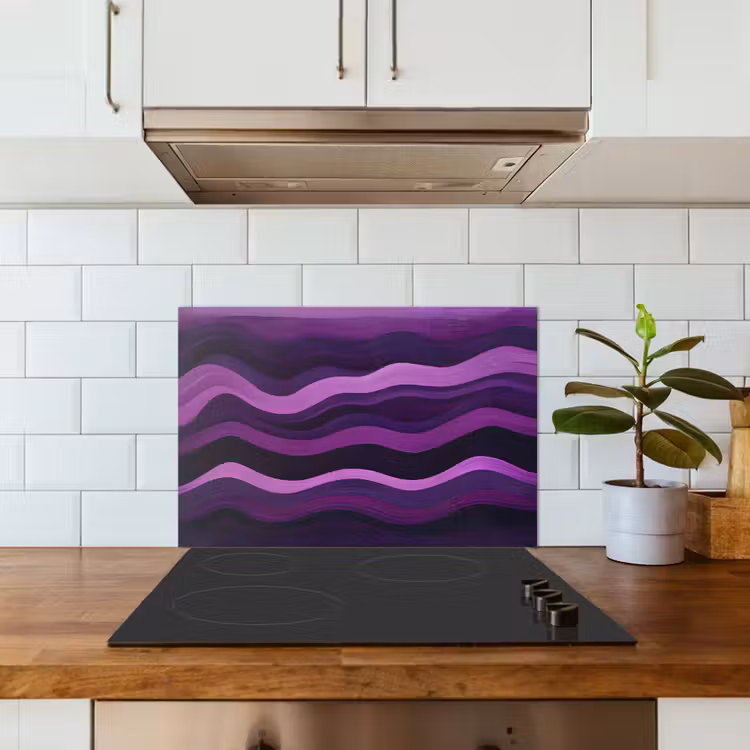 Lijnen - Golven - Paars - Abstract keuken achterwand spatscherm klein -sfeer2