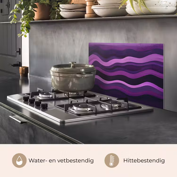 Lijnen - Golven - Paars - Abstract keuken achterwand spatscherm klein -usp_NL