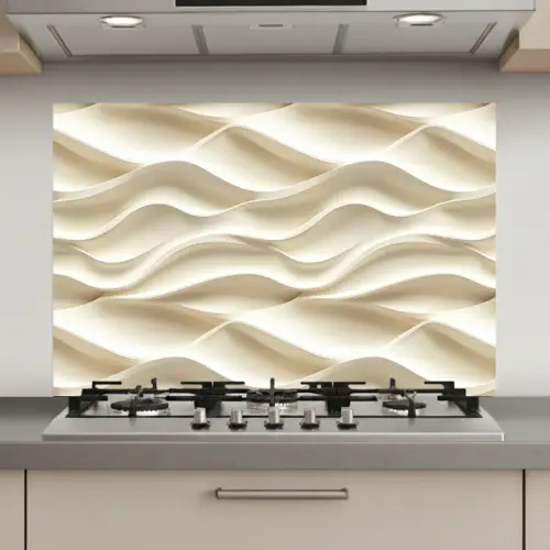 Lijnen - Golvend - Crème keuken achterwand spatscherm klein 900 -3d_website